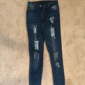 Fashinova Ripped Skinny Jeans- High waisted